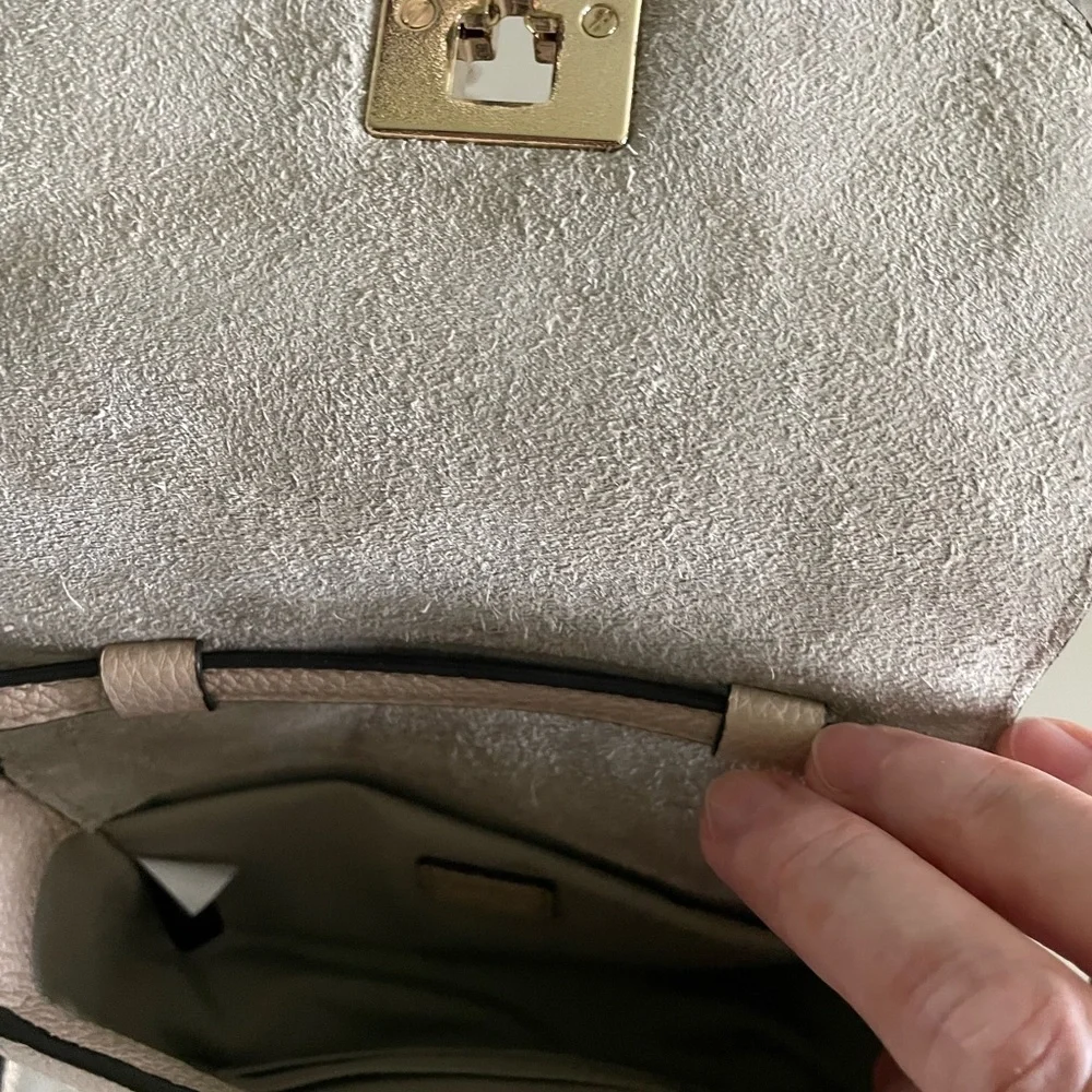 Furla Beige Crossbody Bag with Gold Accent 4 h, x 51/2. - Picture 3 of 3
